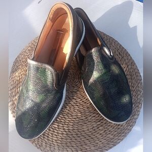 Jimmy Choo Men's Grove Dark Green Camo Leather Slip-on Sneaker Loufer Size 10